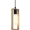 Eglo Littleton lampada a sospensione, lampada a sospensione vintage a 1 luce dal design industriale, lampada a sospensione retrò in acciaio e legno, colore: nero, marrone, attacco: E27