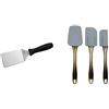 Paderno 18511-15 Spatola Rettangolare in Acciaio Inossidabile 18/10 per Hamburger, Argento & Amazon Basics - Spatole in silicone, set da 3 pezzi
