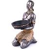 Pajoma 73785 Decorazione Africana a Forma di Uomo con Porta Candela, in Resina Sintetica, Altezza 22 cm