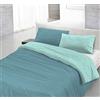 Italian Bed Linen Natural Color Parure Copri Piumino, 100% Cotone, Ottanio/Verde Acqua, Singolo