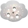 Elobra, Lampada da soffitto per bambini, a forma di nuvoletta con stelline e funzione luce notturna, attacco E14, classe di efficienza energetica A, led, legno, argento