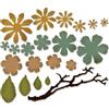 Sizzix Set di Fustelle Thinlits 661806, Piccoli Elementi Floreali di Tim Holtz, 21 pz, Multicolore, Taglia Unica