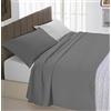Italian Bed Linen Natural Color Completo Letto Doppia Faccia, 100% Cotone, Grigio Chiaro/Fumo, Matrimoniale, 4 unità