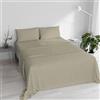 MB HOME ITALY Set Lenzuola Letto Matrimoniale Cotone Max Color, lavorato in Italia - Completo Letto, Lenzuolo Sotto con Angoli, Telo Sopra 240x300 cm e 2 Federe con Patella Interna, Tortora