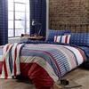 Catherine Lansfield Stars & Stripes - Copripiumino e Federa per Cuscino Letto, 220 x 220 cm, Colore: Blu