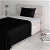 Italian Bed Linen Set Lenzuola Letto Singolo Cotone Natural Color, lavorato in Italia - Completo Letto, Lenzuolo Sotto con Angoli, Telo Sopra 90x200cm e Federa con Patella Interna, Nero/grigio chiaro