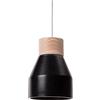 LUSSIOL Sospensione 40 W, Noir/Bois Naturel, 17 x H 17 cm