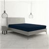 Italian Bed Linen Lenzuolo Sotto MAX COLOR con Angoli Elasticizzati da 25 cm Letto Matrimoniale 170x200 cm, 100% Cotone Made in Italy - Tinta Unita BLU SCURO