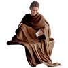 CelinaTex TV Decke Coperta soffice con Maniche Tasche Tasche per i Piedi Microfibra Pile Coral Coperta 170 x 200 cm Marrone