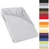 CelinaTex Perla Spannbettlaken Lenzuola ad Angoli Elastici, Cotone, Argento-Grigio, Topper 120x200-130x200 cm