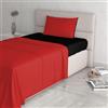 Italian Bed Linen Completo Letto Natural Color, 100% Cotone, (Rosso/Nero), Singolo