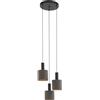 Eglo lampada a sospensione Concessa 1, lampada pendente a 3 luci in | tessuto, lampada a sospensione in acciaio e stoffa, colore: marrone scuro, cappuccino, oro, portalampada: E27