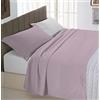 Italian Bed Linen Completo Letto Natural Color, 100% Cotone, Rosa Antico/Grigio Chiaro, Singolo