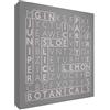 Wordy Art complicherebbero Art Premium Box Tela con Pannello Frontale Solida in Word Search Design per Gli Amanti del Gin, 25 x 3 cm (Piccolo), Colore: Grigio Chiaro