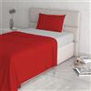 Italian Bed Linen Set Lenzuola Letto Singolo Cotone Natural Color, lavorato in Italia - Completo Letto, Lenzuolo Sotto con Angoli, Telo Sopra 90x200cm e Federa con Patella Interna, Rosso/grigio chiaro