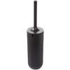 InterDesign iDesign Accessori bagno con supporto, Spazzolino bagno in plastica, Spazzolino WC con setole in silicone e supporto antischizzo, nero