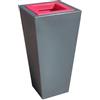 Green City Stark S - Vaso per Fiori Quadrato con Raccoglitore d'Acqua, in plastica, Colore: Antracite/Rosso Lampone