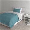 Italian Bed Linen Set Copripiumino 100% Cotone Natural Color, Made in Italy - Parure Copri Piumino - Sacco Piumone 150x200 cm con Doppia Patella e Federa Cuscino, Singolo, Ottanio/Grigio Chiaro