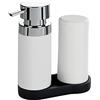 Wenko Set lavapiatti Easy-Squeeze bianco - Dispenser sapone e dispenser detersivo piatti Capacità: 0.25 l, Poliresina, 15 x 18 x 7 cm, Bianco