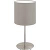 Eglo Lampada da Tavolo Pasteri a 1 Luce, Attacco E14. con Interruttore, Altezza 27.5 cm, in Tessuto, in Acciaio e Tessuto, Nichel Opaco, Tortora