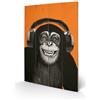 Pyramid International SW10639P - Immagine Stampata su Legno di Abete Rosso, Chimpanzee con Cuffie