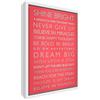 Feel Good Art Stampa Artistica Dream Big Stampa su Tela con Telaio in Legno Massiccio Bianco Surround, Colore: Corallo/Arancio, 64 x 44 x 3 cm, Grande