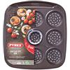 Pyrex asimetriA - Vassoio mini pizza, 9 cavità, colore: nero, Ø 6,50 cm