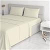 Italian Bed Linen CL-ST-panna-2P Completo Letto con Lenzuolo Sopra, Sotto e Federe in Tinta Unita Rigato, Raso di Poliestere, Panna, Matrimoniale, 300x250x1 cm