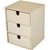 Rayher 62382000 Piccola cassettiera in legno, 3 cassetti, per scrivania, 21,5 x 14,5 x 16 cm