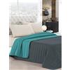 Italian Bed Linen Trapuntino Estivo Elegant, Matrimoniale, Grigio Scuro/Verde Acqua