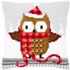 VERVACO Kit Cuscino Punto Croce Gufo di Santa Set Ricamo Principianti Cuscini Gobelin Decorativi ca. 40 x 40 cm Accessori per Lavoretti Creativi DIY Casa Decor Hobby Adulti Cross Stitch