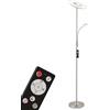 Briloner Leuchten - Lampada da terra a LED con braccio di lettura, dimmerabile, con telecomando, in metallo, 28 W, 2500 lumen, nichel opaco, altezza: 1,80 m, 24 W