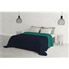 Italian Bed Linen Trapuntino Estivo Elegant, Blu Scuro/Verde Acqua, Matrimoniale