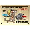 Schatzmix Blechschild Spruch der frühe Vogel Metallschild Wanddeko 20x30 cm Tin Sign Targa di Metallo da Parete, Lamiera, Multicolore