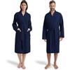 Möve Kimono Homewear - Vestaglia in tessuto a nido d'ape tinta unita S blu