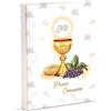 Mareli Album Fotografico, Prima Comunione, 23X30 Cm, 56 Pagine Bianche e 4 Pagine Diario Personalizzabili, in Cartoncino Spesso e Resistente Intervallate da Pergamino