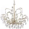 ONLI Cesta Lampadario 5 luci in Metallo Avorio spennellato Oro con Gocce in Cristallo Pendenti