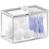 InterDesign iDesign Organizer bagno con coperchio, Elegante porta dischetti struccanti in plastica con 2 scomparti, Pratico porta cotton fioc e organizer cosmetici, trasparente