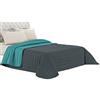 Italian Bed Linen Elegant Trapuntino Estivo, Microfibra, Grigio Scuro/Verde Acqua, Matrimoniale, 260x270cm