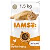 IAMS Cibo secco per gatti Senior - Cibo secco per gatti anziani dai 7 anni in su con pollo fresco, 1,5 kg