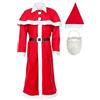 Idena 8580108 - Set per costume di Babbo Natale o San Nicola, Con cappellino, barba, cappotto, cintura e mantellina, Adulto, Rosso/Bianco, Taglia Unica
