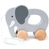 Hape Elefante da trainare | Elefante in legno trainabile con cordino e ruote | Per bambini dai 12 mesi