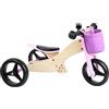 Small Foot 11612 Trike 2 in 1 Rosa aus Holz, Drei Laufrad, mit verstellbarem Sitz und gummierten Reifen Giocattoli, Colore