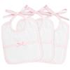 Filet - Set 3 Bavaglini Neonato a forma rettangolare | spugna bianca di alta qualità |Taschina in tela aida da ricamare | Dims 18x21 cm | Palette Bianco e Rosa