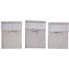 Filet - Set di 3 Sacchetti Porta Corredino in Piquet di Cotone Colorato - Tinta Unita, Stampa Trifogli e Stampa Pois - da Ricamare, Made in Italy, Colore Beige