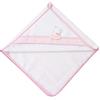 Filet - Accappatoio Triangolo per Neonati in Morbida Spugna di Cotone da Ricamare con Ricamo a Forma di Orsetto, Perfetto per il Bagnetto, Made in Italy, Color Bianco e Rosa