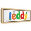 Feel Good Art - Tela incorniciata con cornice in legno naturale massiccio, motivo illustrazione con nome del ragazzo (25 x 63 x 3 cm, medio, Teddy