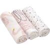 LÄSSIG Coperta Puck per neonati Panno di garza Set di 3 pezzi in cotone 80 x 80 cm/Heavenly soft Swaddle L Little Water Swan