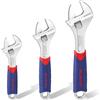 WORKPRO Set di Chiavi Regolabili 3 Pezzi, Chiave a Rullino 150, 200, 250mm, Chiave Inglese Regolabile a Bocca Larga 19, 24, 28mm, con Impugnatura in Gomma