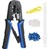 Proster Strumento di Crimpatura RJ45 Cat5 Pinza Crimpatrice per Cavi e Rete Cat5e RJ-11 6P/RJ-12 8P/RJ-45 con Connettori Coperture Fascetta in Nylon Spellafili Cavo Rete